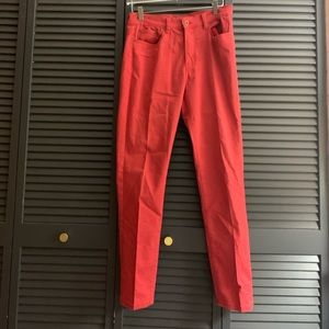 Red straight jeans